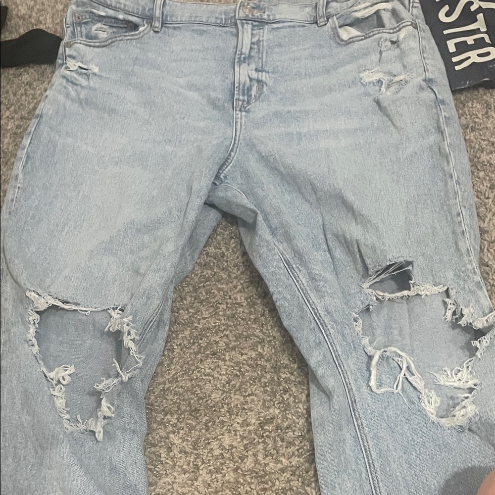 American Eagle Outfitters Light Blue Distressed Flare Jeans